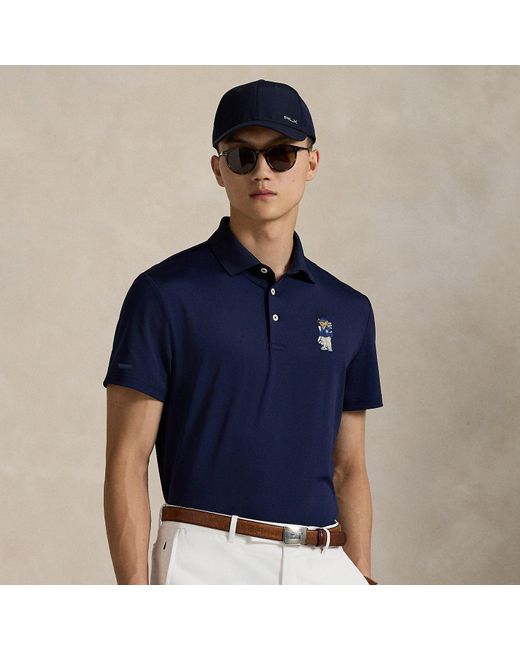 Ralph Lauren Tailored Fit Polo-Shirt Met Polo Bear in het Blue voor heren
