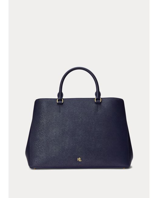 Ralph Lauren Crosshatch Leather Large Hanna Satchel in Blue Lyst UK