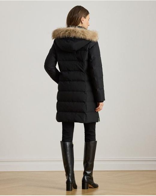 Ralph Lauren Black Faux-fur-trim Hooded Down Coat