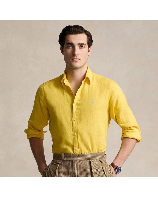Polo Ralph Lauren Yellow Slim Fit Linen Shirt for men