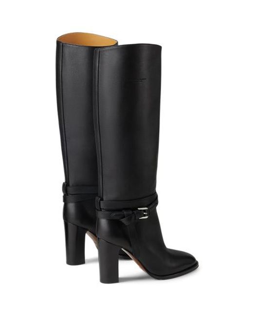 Ralph Lauren Black Donnely 90 Mm Calfskin Boot