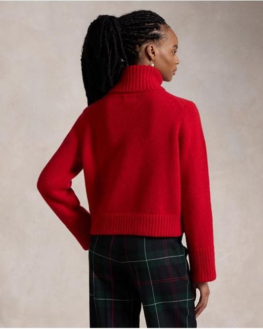Polo Ralph Lauren Red Wool-Cashmere Turtleneck Sweater