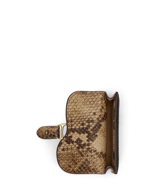 Ralph Lauren Brown Python-Embossed Small Tasha Card Case