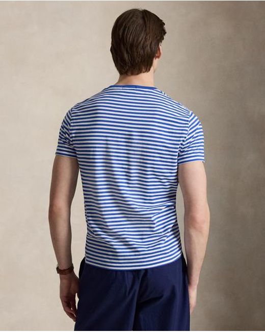 Polo Ralph Lauren Blue Custom Slim Fit Striped Jersey T-Shirt for men