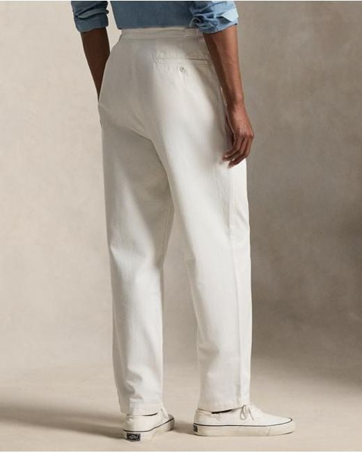 Polo Ralph Lauren White Relaxed Fit Twill Officer's Trousers for men