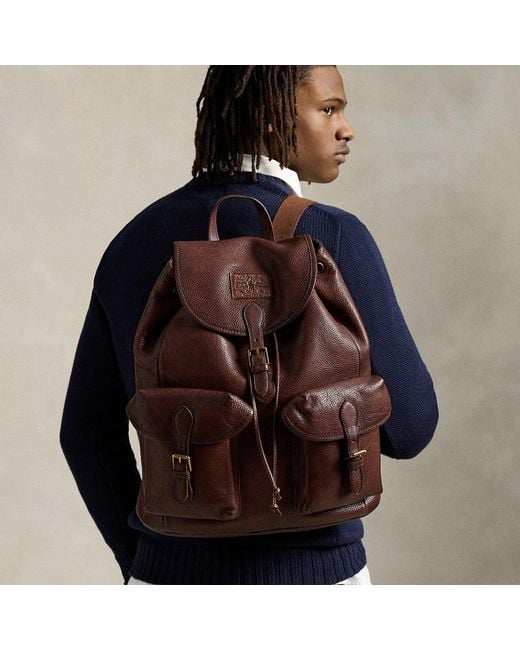 Polo Ralph Lauren Brown Heritage Leather Backpack for men