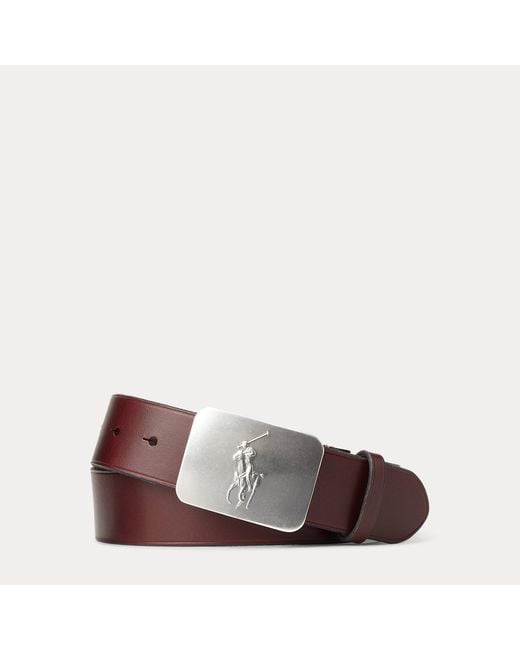 Polo Ralph Lauren Brown Pony-Plaque Leather Belt for men