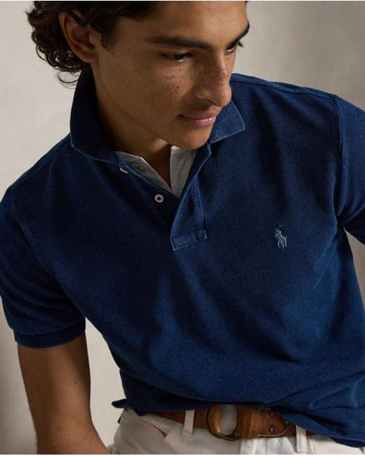 Polo Ralph Lauren Blue Custom Slim Fit Mesh Polo Shirt for men