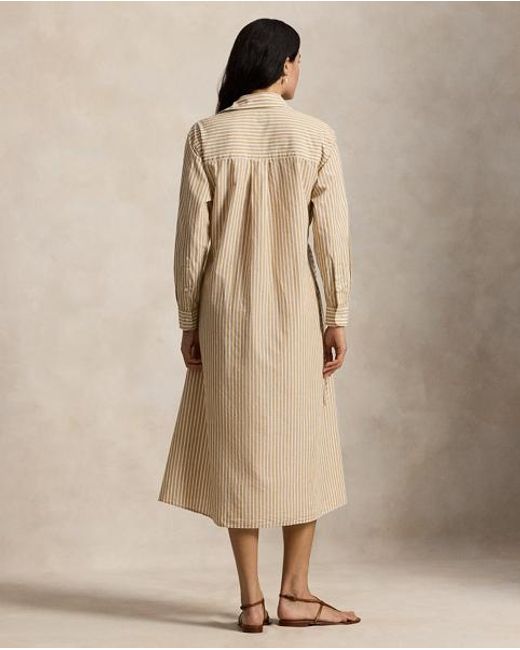 Polo Ralph Lauren Natural Striped Drawcord Shirtdress
