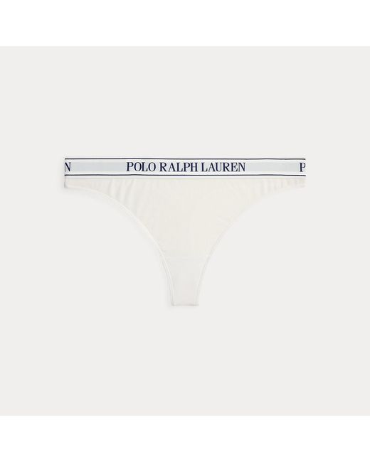 Polo Ralph Lauren White Repeat-Logo Mid-Rise Thong