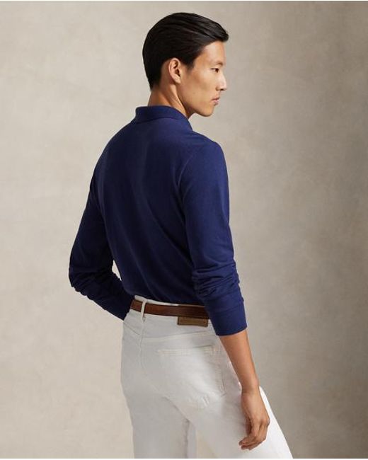 Polo Ralph Lauren Blue Custom Slim Fit Mesh Polo Shirt for men