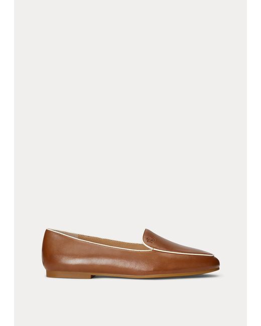 Ralph Lauren White Alise Ii Burnished Leather Loafer