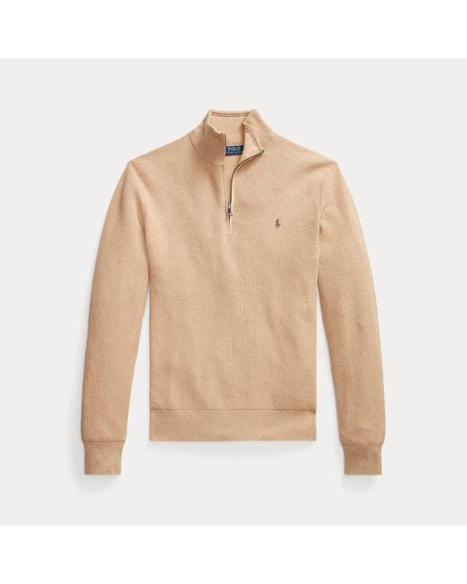 Polo Ralph Lauren Natural Mesh-Knit Cotton Quarter-Zip Sweater for men