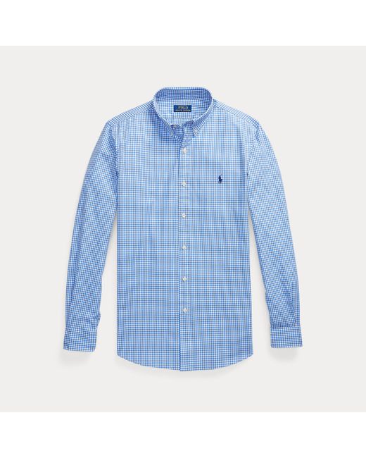 Polo Ralph Lauren Blue Slim Fit Check Stretch Poplin Shirt for men