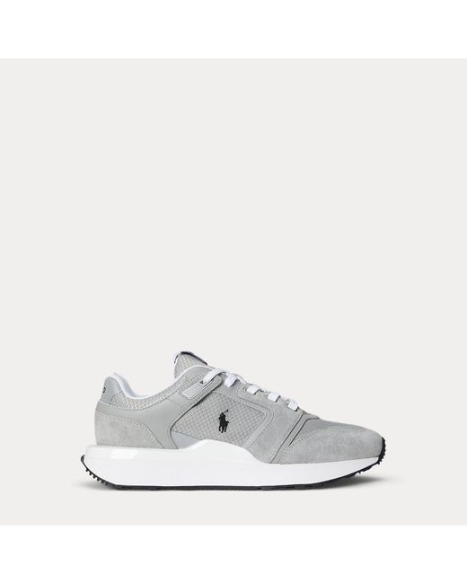 Ralph Lauren White Train 89 V2 Suede-Panelled Trainer for men