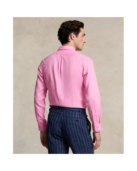 Camisa de lino Slim Fit Polo Ralph Lauren de hombre de color Pink