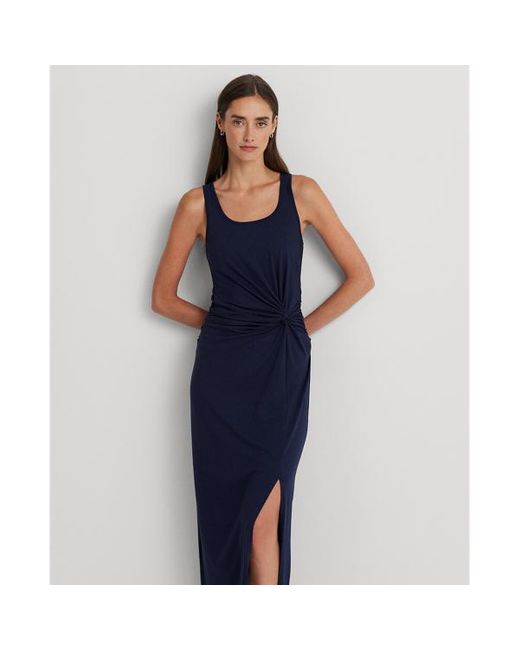 Lauren by Ralph Lauren Blue Ralph Lauren Twist-front Jersey Sleeveless Dress