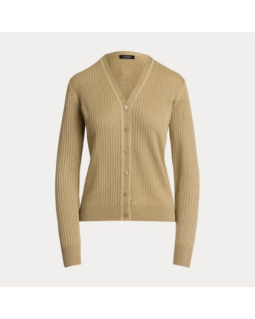 Cardigan Côtelé Col En V En Lin Mélangé Ralph Lauren en coloris Natural