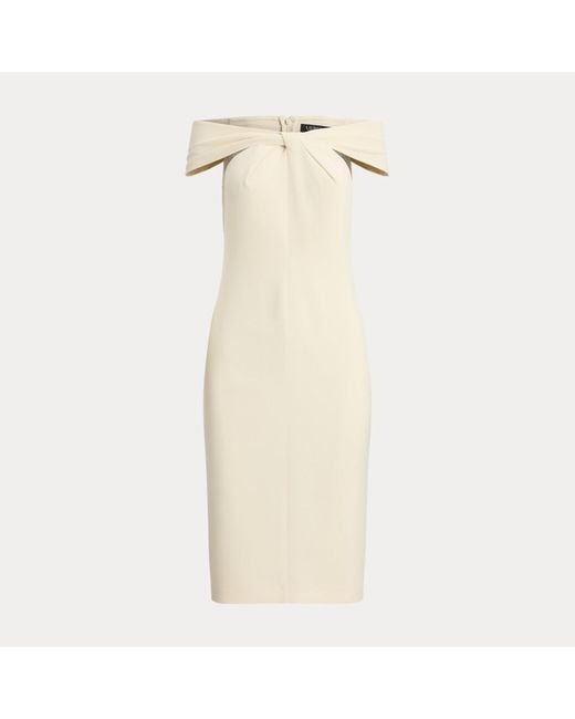 Ralph Lauren Natural Twist-Front Crepe Cocktail Dress