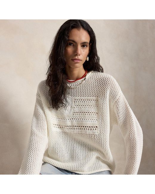 Polo Ralph Lauren Gray Tonal Flag Pointelle Jumper