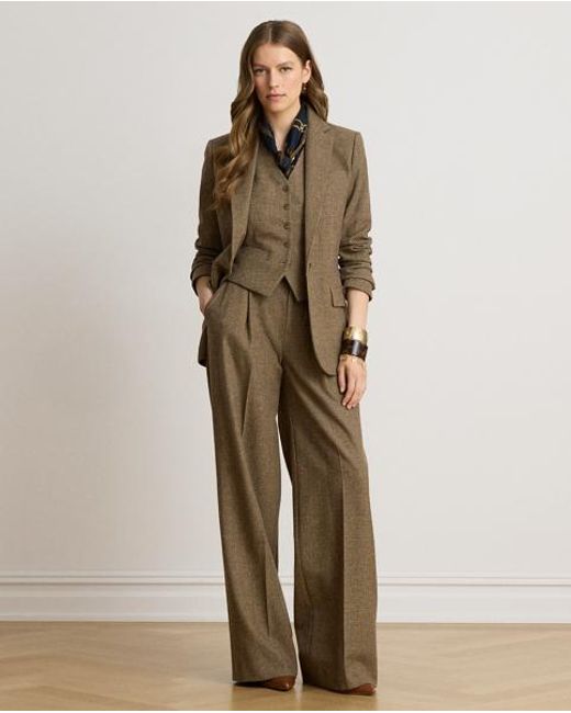 Ralph Lauren Brown Glen Plaid Wool Twill Blazer