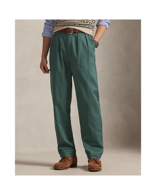 Polo Ralph Lauren Whitman Relaxed Fit Pleated Trouser in Green for