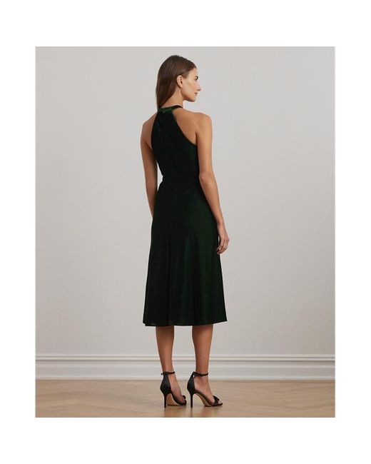 Ralph Lauren Black Belted Velvet Halter Dress