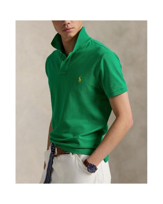 Polo Ralph Lauren Green Custom Slim Fit Mesh Polo Shirt for men