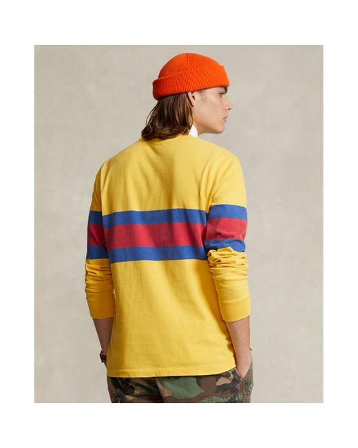Polo Ralph Lauren Orange Classic Fit Striped Jersey Rugby Shirt for men