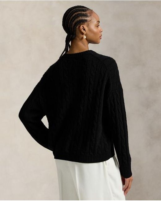 Pull Col En V Torsadé En Cachemire Ralph Lauren en coloris Black