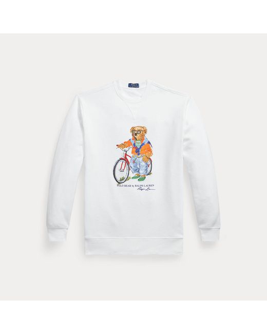 Ralph Lauren White Polo Bear Fleece Sweatshirt for men
