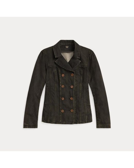 RRL Black Zweireihige Jacke Aus Schwarzem Denim