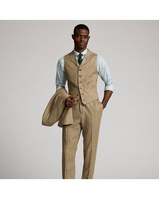 RRL Natural Linen Twill Notch-Lapel Waistcoat for men