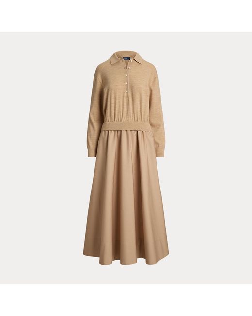 Polo Ralph Lauren Natural Hybrid Knit Polo-Bodice Dress