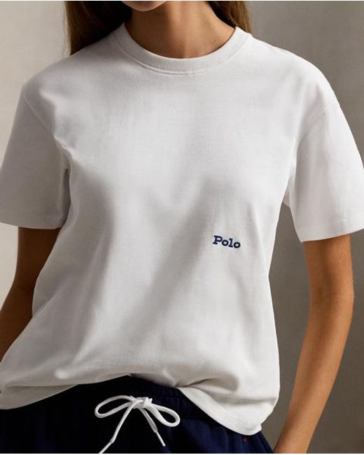 Polo Ralph Lauren White Big Pony Cotton Crewneck Tee