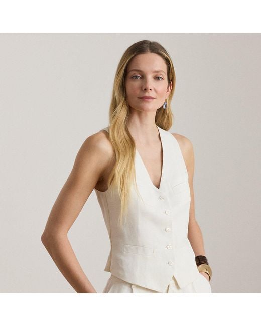 Ralph Lauren Natural Linen-Blend Twill Waistcoat
