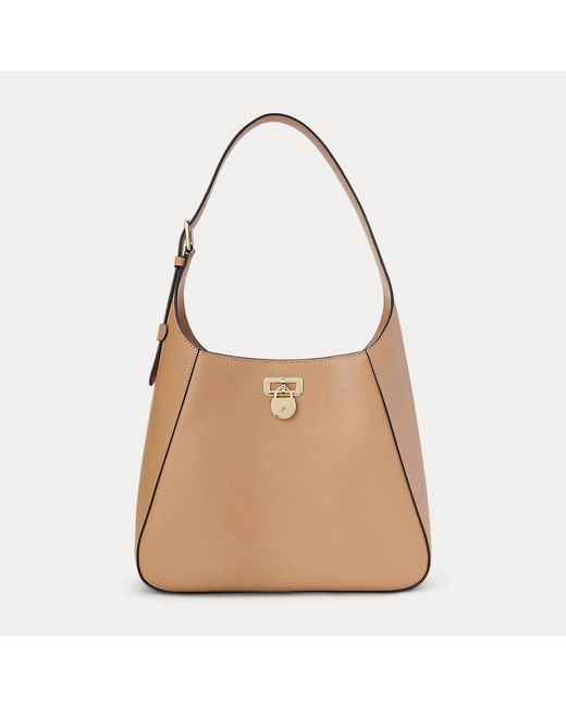 Ralph Lauren Natural Große Schultertasche Tanner Aus Leder