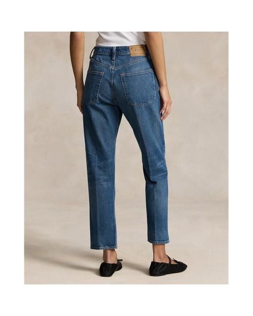 Polo Ralph Lauren Hoge Ruime Rechte Cropped Jeans in het Blue