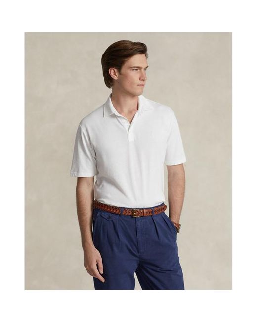 Polo in cotone e lino Classic-Fit di Polo Ralph Lauren in White da Uomo