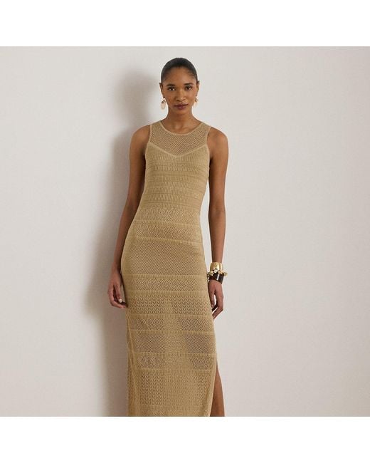 Ralph Lauren Natural Pointelle-Knit Sleeveless Gown