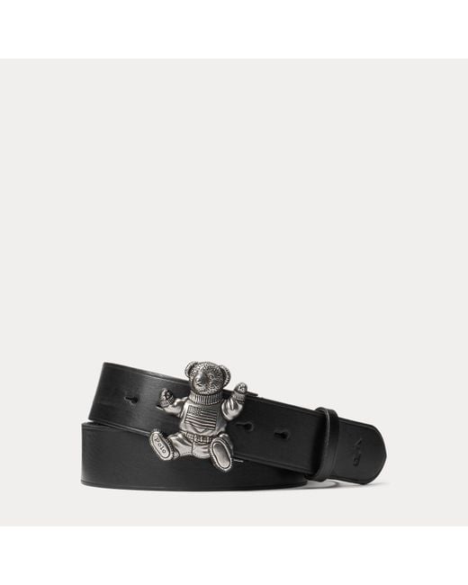 Polo Ralph Lauren Black Ralph Lauren Polo Bear Leather Belt for men