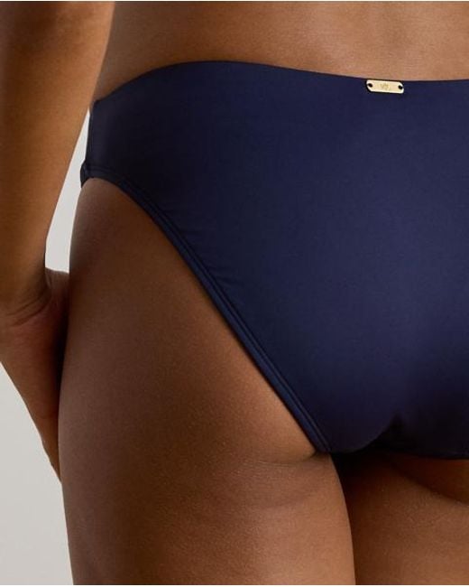 Ralph Lauren Blue Curved Mid-Rise Bikini Bottom