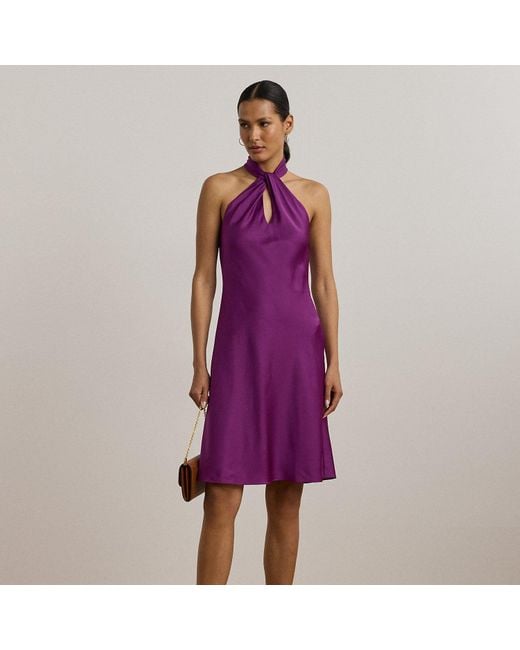Ralph Lauren Women's Purple Charmeuse Halter Cocktail Dress -  www.disolcolor.com