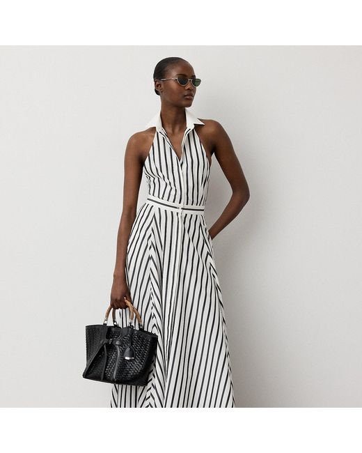 Ralph Lauren White Eldred Striped Cotton Day Dress