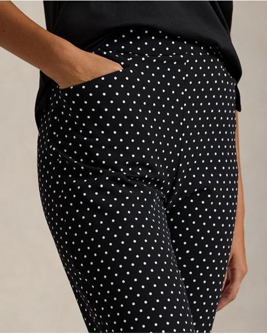 Ralph Lauren Black Polka Dot Stretch Twill Trousers