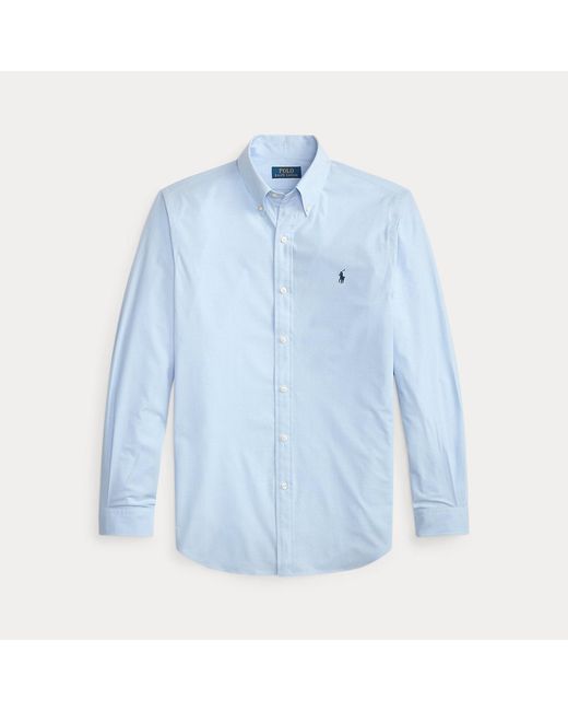 Polo Ralph Lauren Blue Custom Fit Stretch Poplin Shirt for men