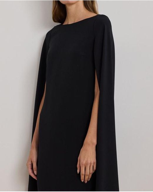 Ralph Lauren Black Cape Georgette Cocktail Dress