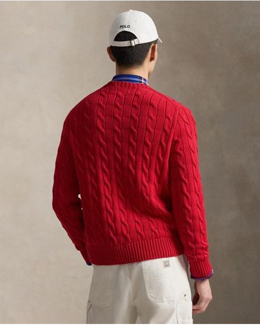 Polo Ralph Lauren Red Cable-Knit Iconic Flag Jumper for men