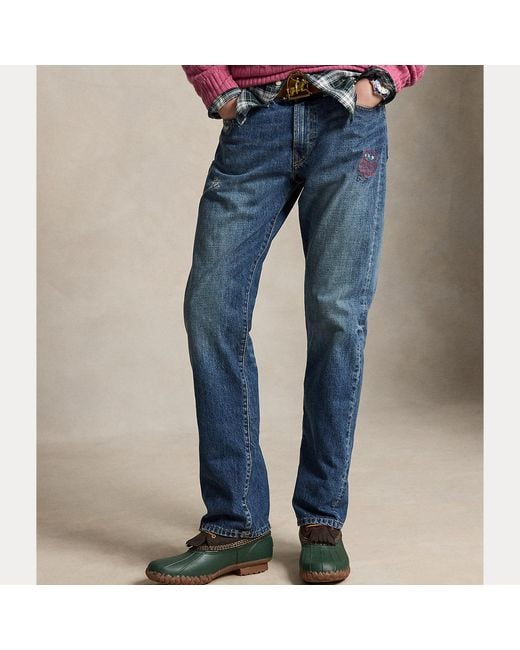 Polo Ralph Lauren Blue Hampton Straight Distressed Jeans for men