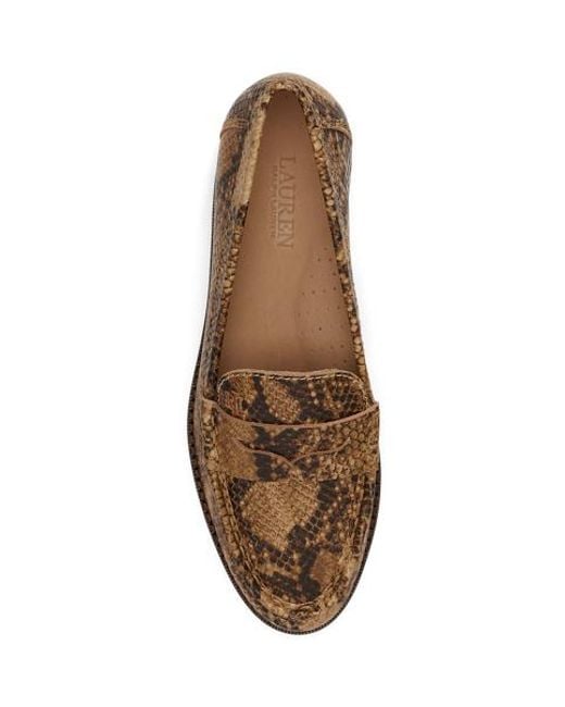 Ralph Lauren Brown Wynnie Python-Embossed Leather Loafer
